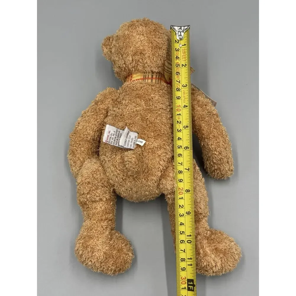 Gund Pookie Bear W/ Plaid Ribbon Bow #43128 Plush 11” Stuffed Teddy Animal